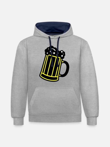 Beer Mug Beer Symbol Cheers - Contrast hoodie - heather grey/navy
