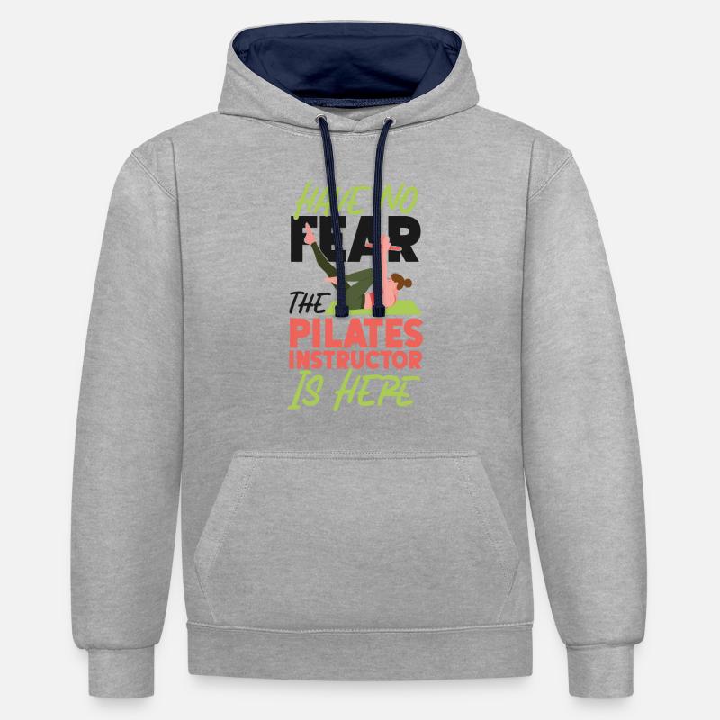 Instructeur de Pilates Enseignant N’ont Pas - Sweat à capuche contrasté - gris chiné/bleu marine