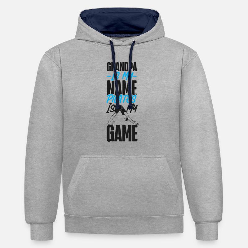 Instructeur de Pilates Enseignant Grand-père - Sweat à capuche contrasté - gris chiné/bleu marine
