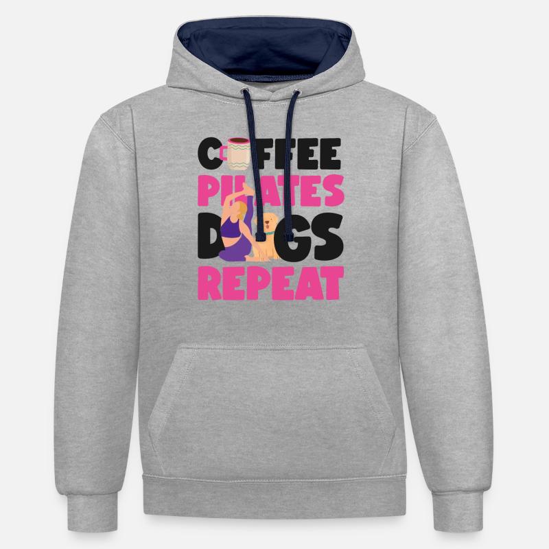 Pilates Instructor Teacher Coffee - Kontrast-Hoodie - Grau meliert/Navy