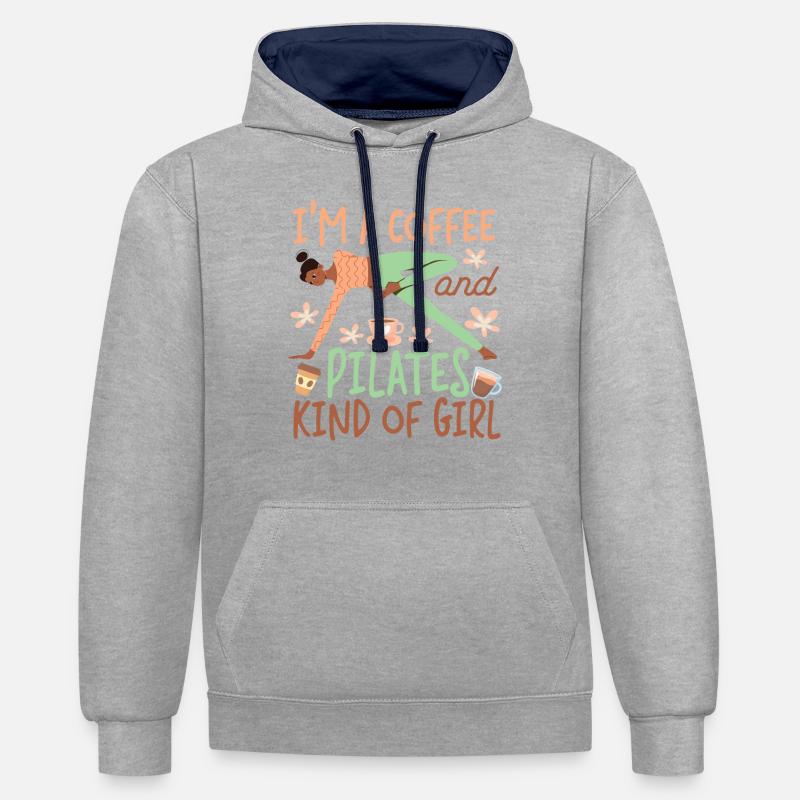 Instructeur de Pilates Professeur Café - Sweat à capuche contrasté - gris chiné/bleu marine