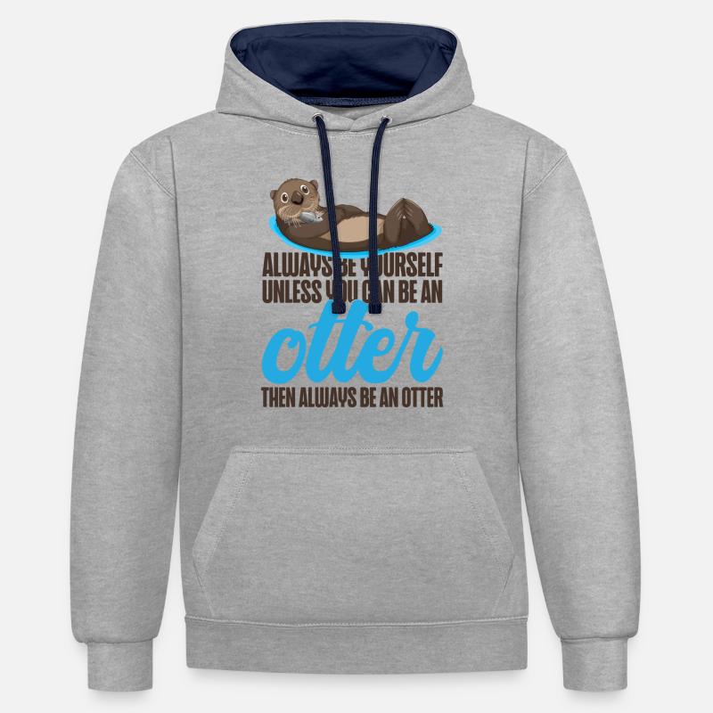 Loutre Soyez toujours vous-même, sauf - Sweat à capuche contrasté - gris chiné/bleu marine