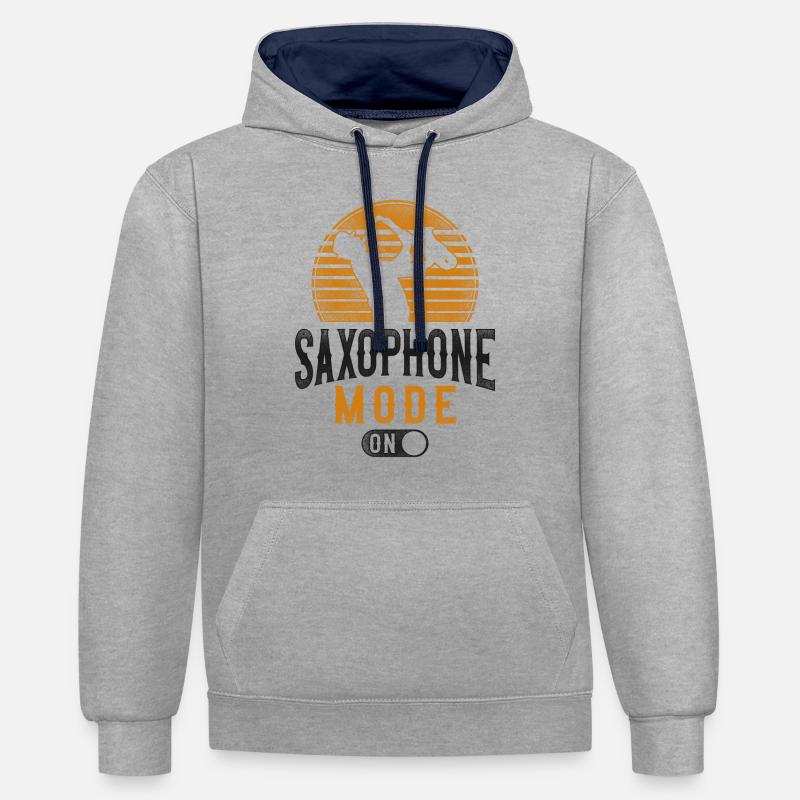 Saxophone Mode saxophone activé - Sweat à capuche contrasté - gris chiné/bleu marine