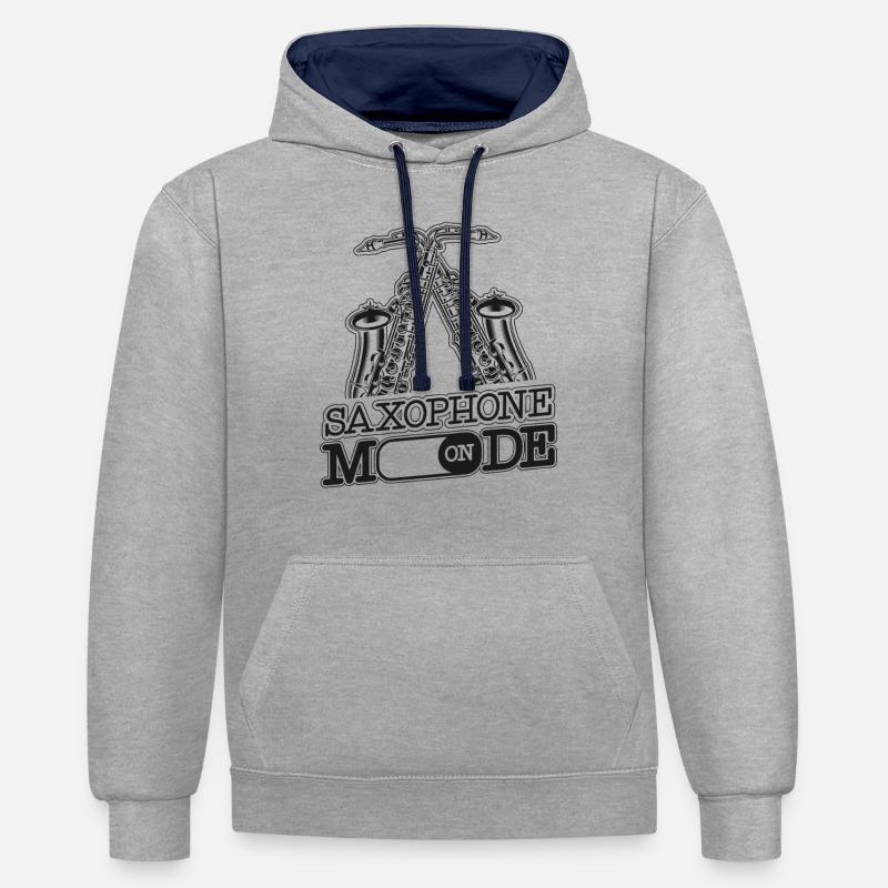 Saxophone Saxophone Mode On - Kontrast-Hoodie - Grau meliert/Navy