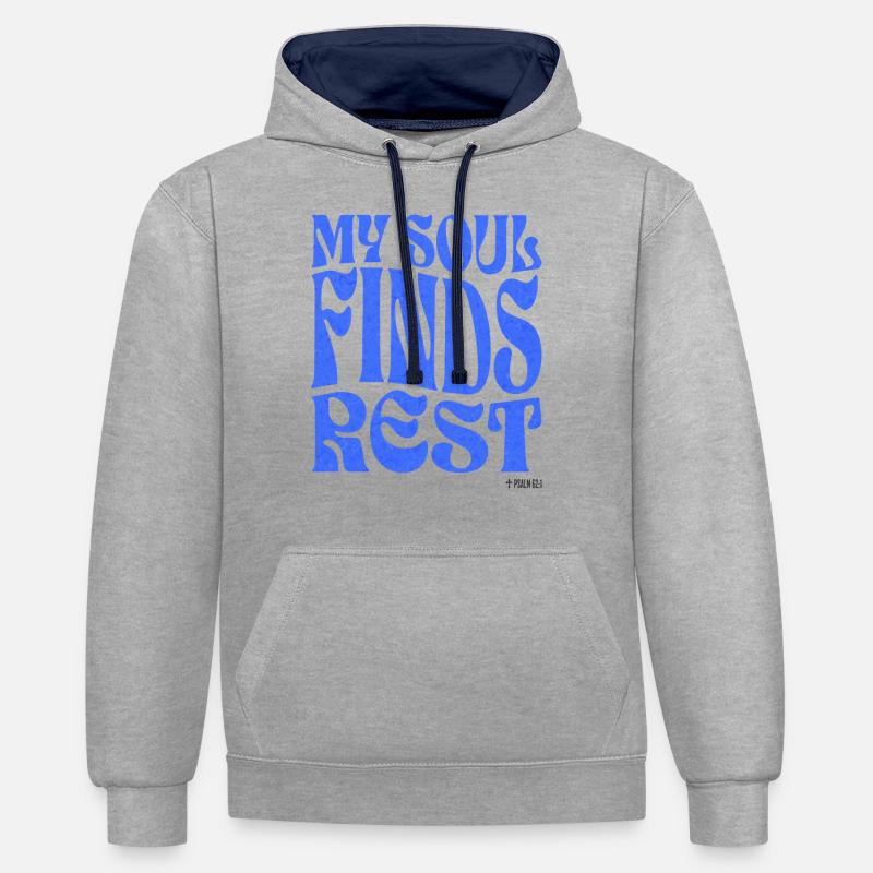 Christianisme Verset Biblique Chrétien - Sweat à capuche contrasté - gris chiné/bleu marine