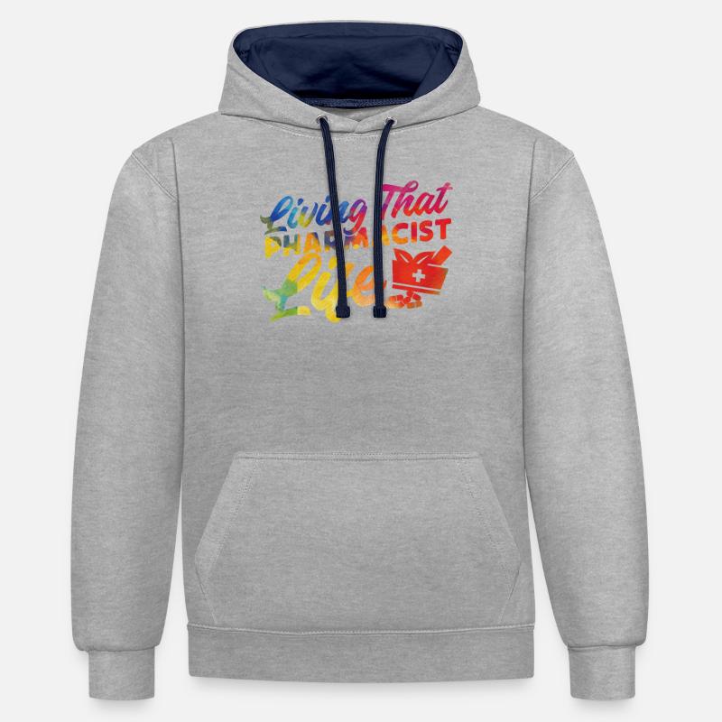 Pharmacy Tech Technician - Contrast hoodie - heather grey/navy