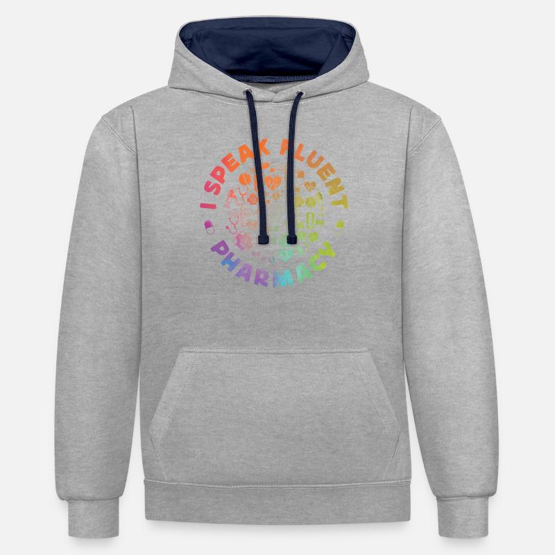 Pharmacy Tech Technician - Kontrast-Hoodie - Grau meliert/Navy