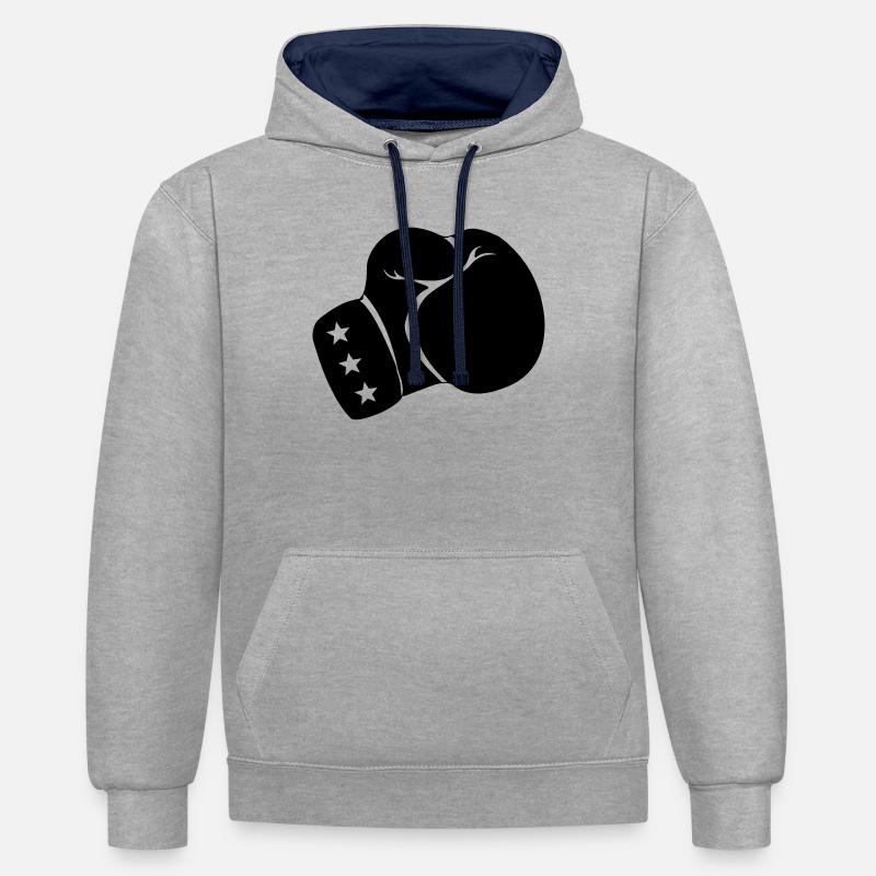 Boxe gant de boxe - Sweat à capuche contrasté - gris chiné/bleu marine
