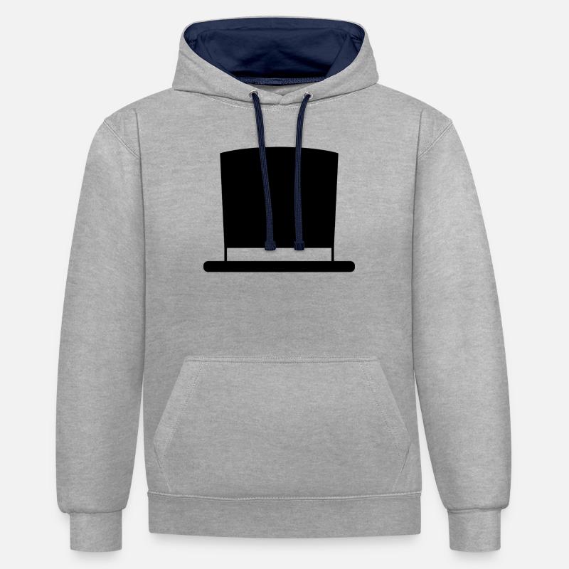 Haut-de-forme - Sweat à capuche contrasté - gris chiné/bleu marine
