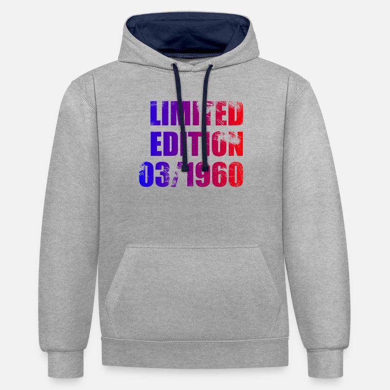 66e anniversaire Édition Limitée 03/1960 - Sweat à capuche contrasté - gris chiné/bleu marine