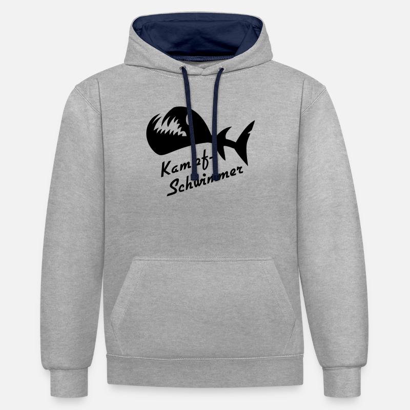Bataille Poisson Fantasma 2 - Sweat à capuche contrasté - gris chiné/bleu marine