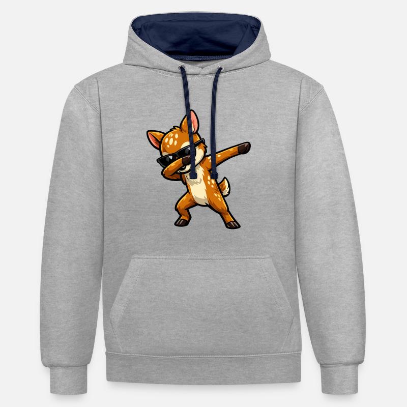 Dab du faon - Sweat à capuche contrasté - gris chiné/bleu marine