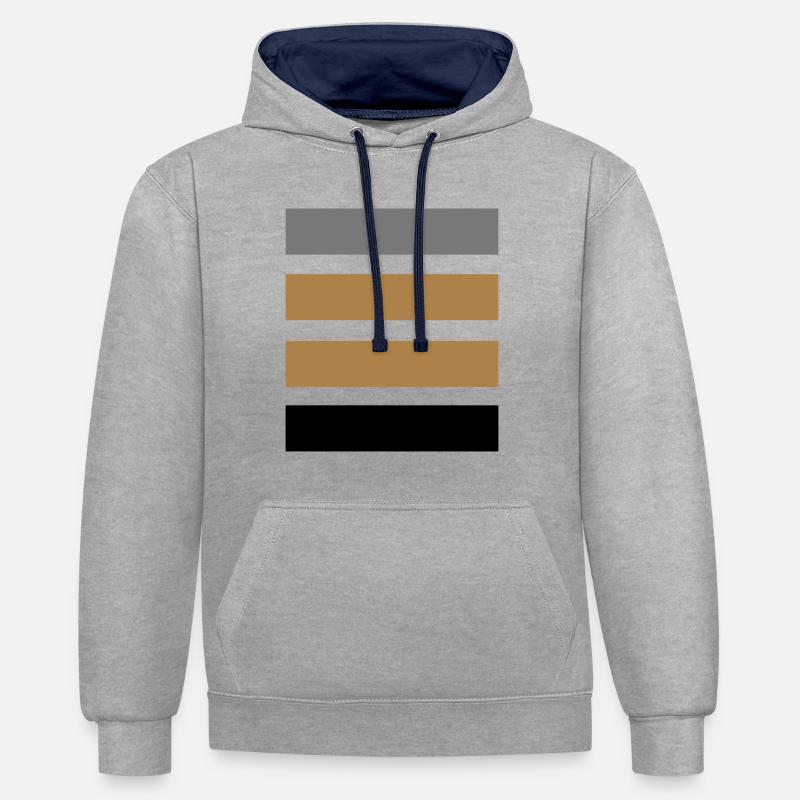 Rayures jaunes - Sweat à capuche contrasté - gris chiné/bleu marine