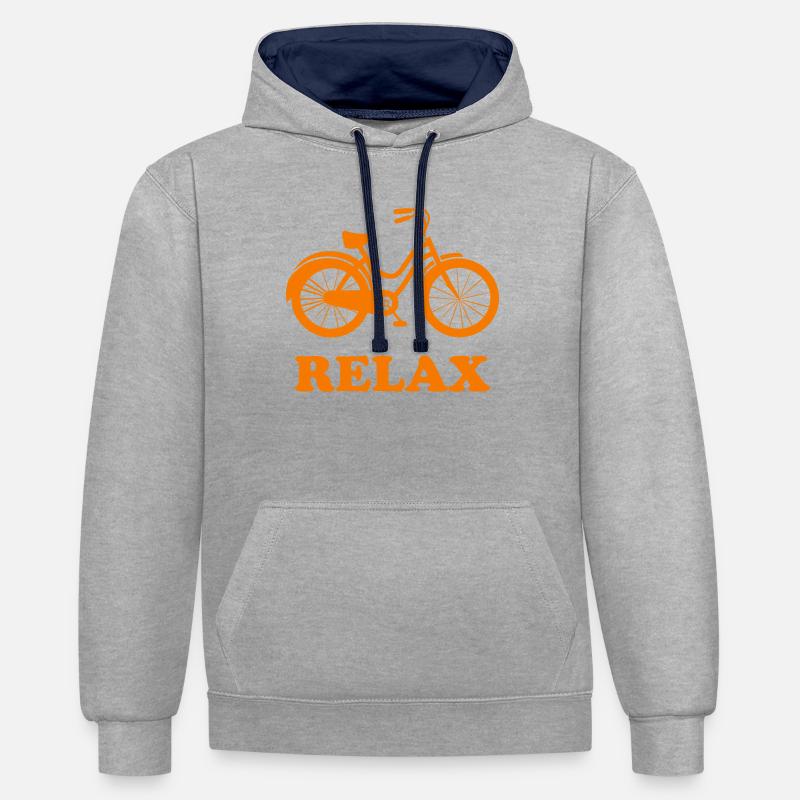 Relax - Conception de vélos - Sweat à capuche contrasté - gris chiné/bleu marine