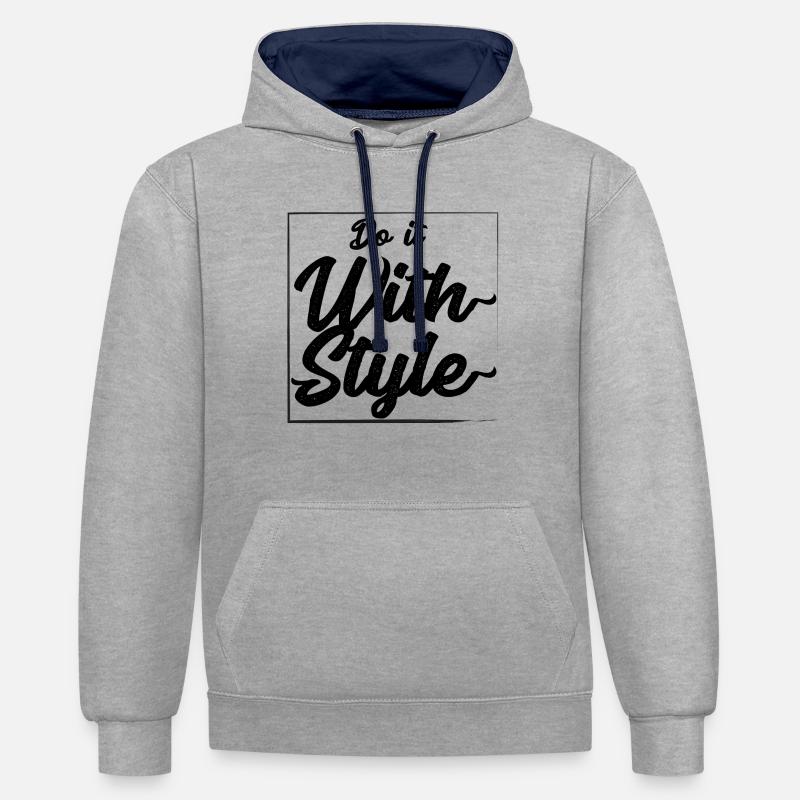 Tun Sie es mit Stil - Kontrast-Hoodie - Grau meliert/Navy