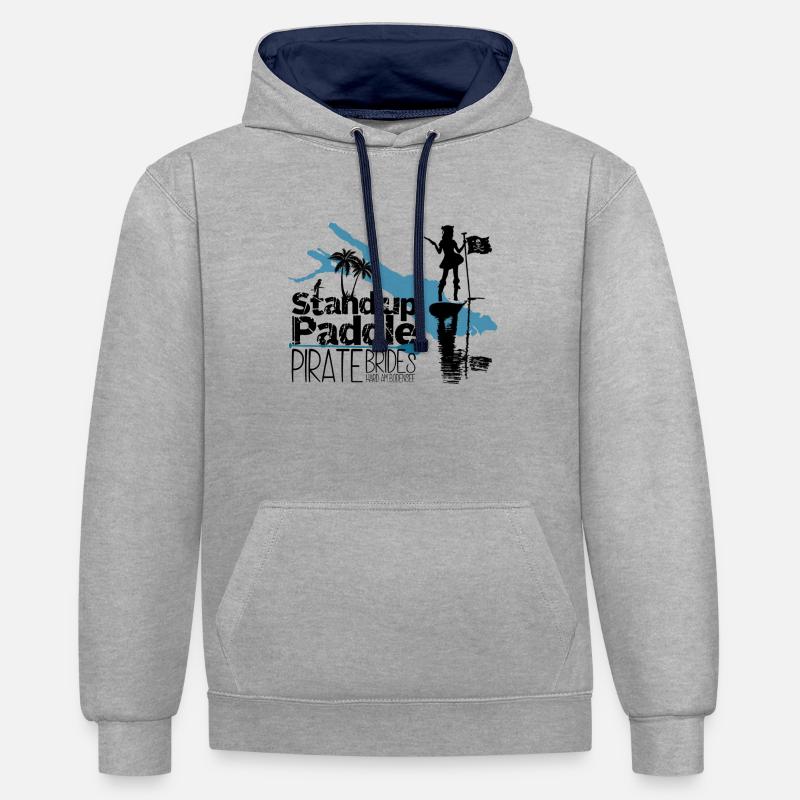 SUP Pirate Brides Bodensee - Sweat à capuche contrasté - gris chiné/bleu marine