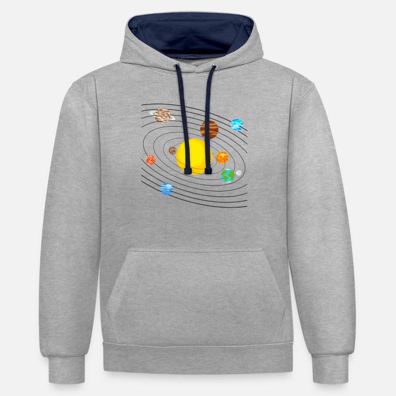 système solaire - Sweat à capuche contrasté - gris chiné/bleu marine