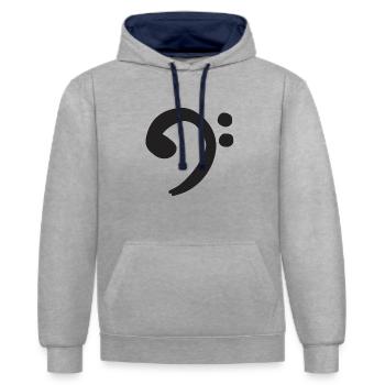 Clé de Fa - Noir - Sweat à capuche contrasté - gris chiné/bleu marine - Devant - Liana (172cm) & Jaron (178cm)