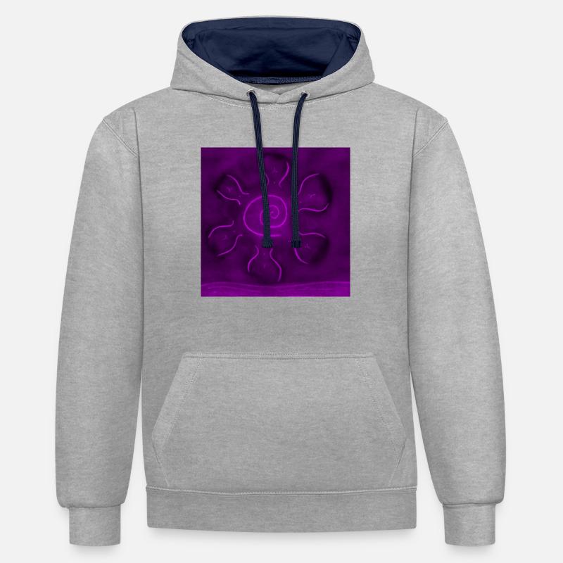 SOLEIL SUR LA MER POURPRE - Sweat à capuche contrasté - gris chiné/bleu marine