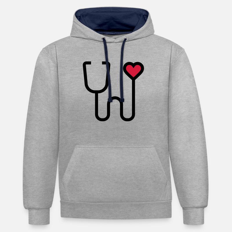 Stéthoscope dispositif d'écoute - Sweat à capuche contrasté - gris chiné/bleu marine