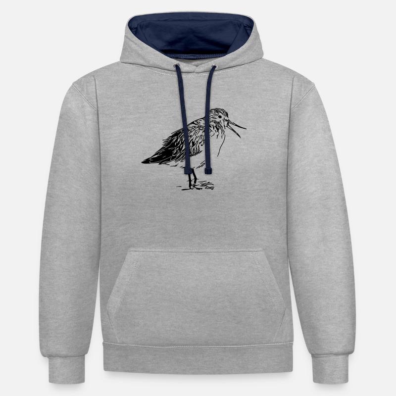 Coureur de la rivière Oiseau - Sweat à capuche contrasté - gris chiné/bleu marine
