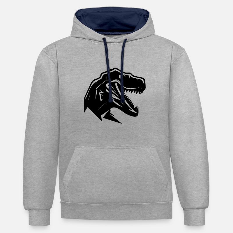 Conception de ventilateur Dinosaur T-Rex - Sweat à capuche contrasté - gris chiné/bleu marine