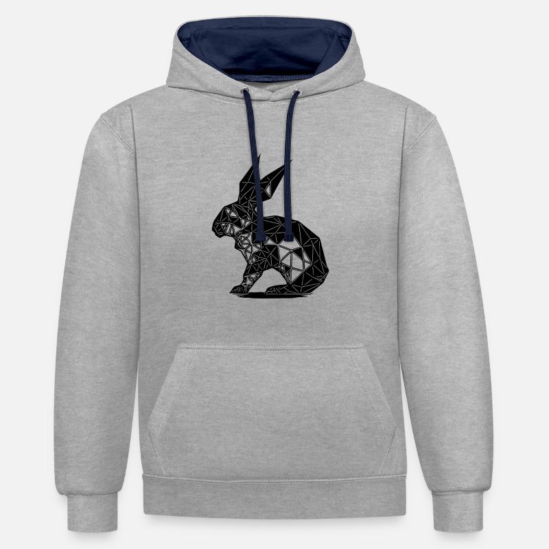Geometric Rabbit Geometry Lines Rabbit - Contrast hoodie - heather grey/navy