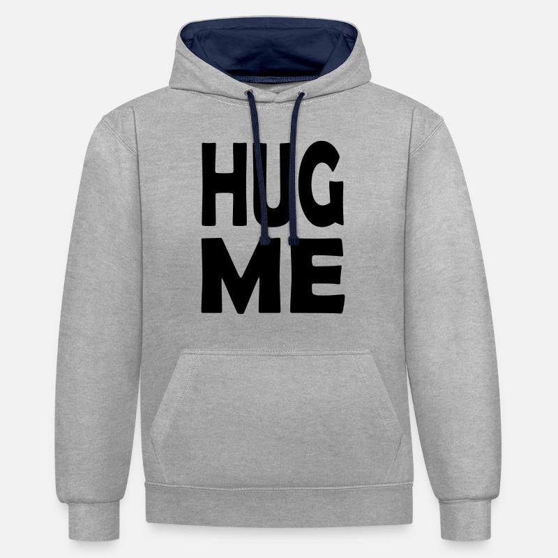 hug me - Sweat à capuche contrasté - gris chiné/bleu marine