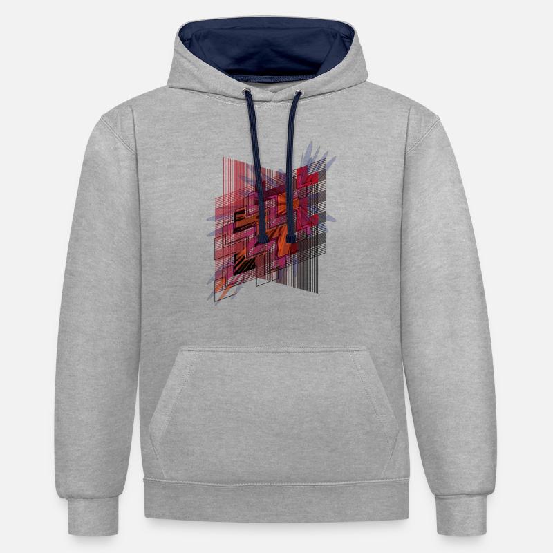 hyperspace5 - Sweat à capuche contrasté - gris chiné/bleu marine