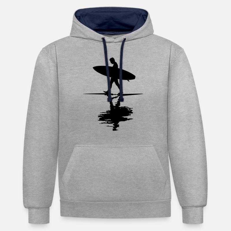 surf_2 - Sweat à capuche contrasté - gris chiné/bleu marine