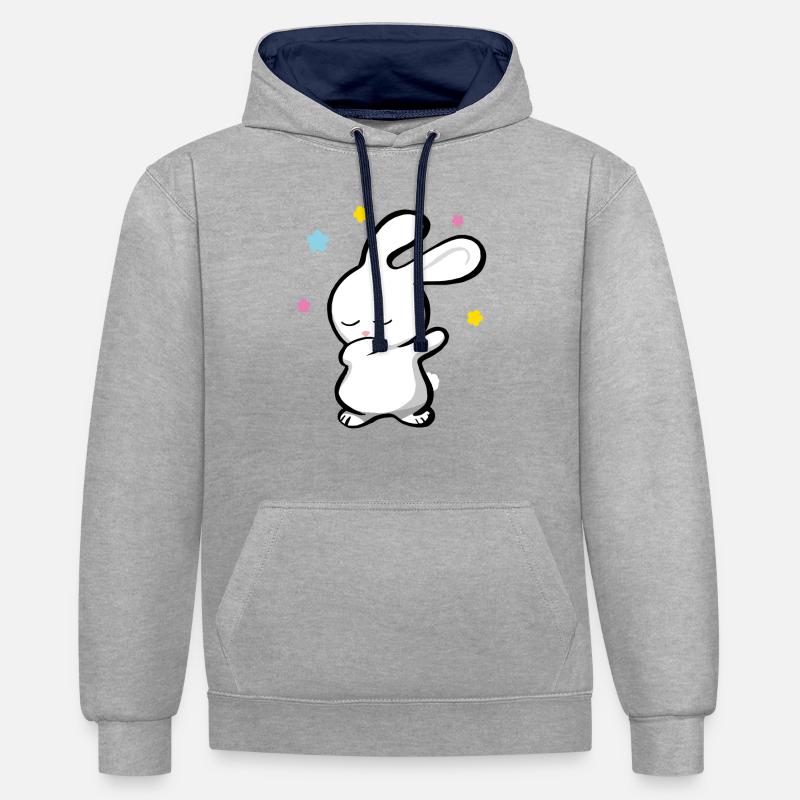 Dabbing Bunny - Sweat à capuche contrasté - gris chiné/bleu marine