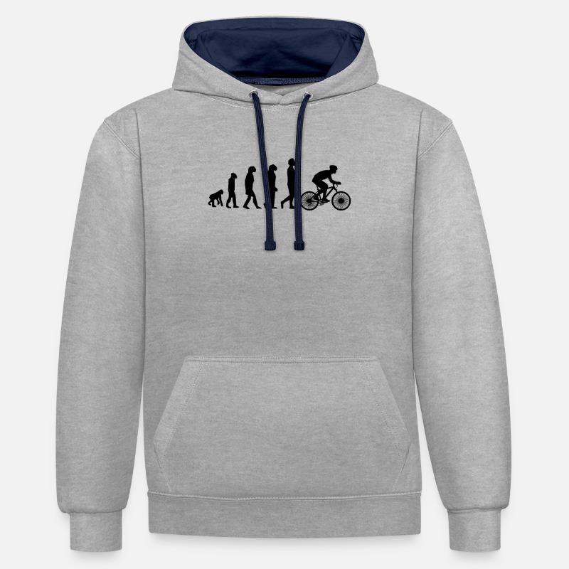 VTT descente descente VTT évolution - Sweat à capuche contrasté - gris chiné/bleu marine