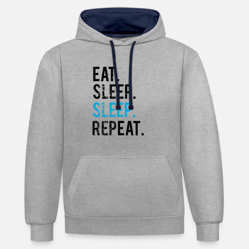 MANGER DORMIR - RÉPÉTER - Sweat à capuche contrasté - gris chiné/bleu marine