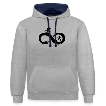 Triathlon - Kontrast-Hoodie - Grau meliert/Navy - Vorne - Liana (172cm) & Jaron (178cm)