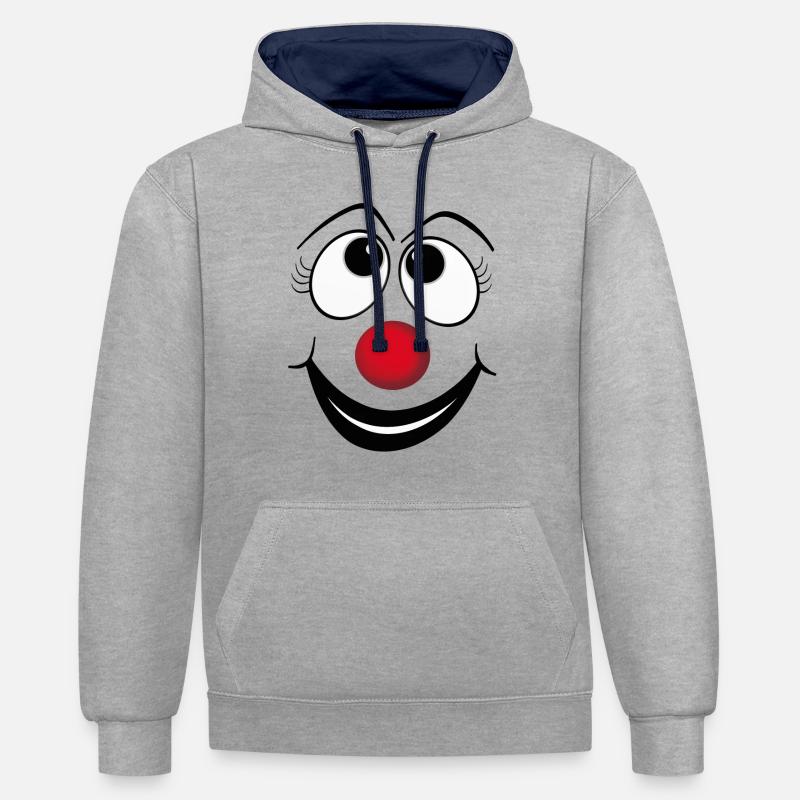 Clown Visage - Sweat à capuche contrasté - gris chiné/bleu marine