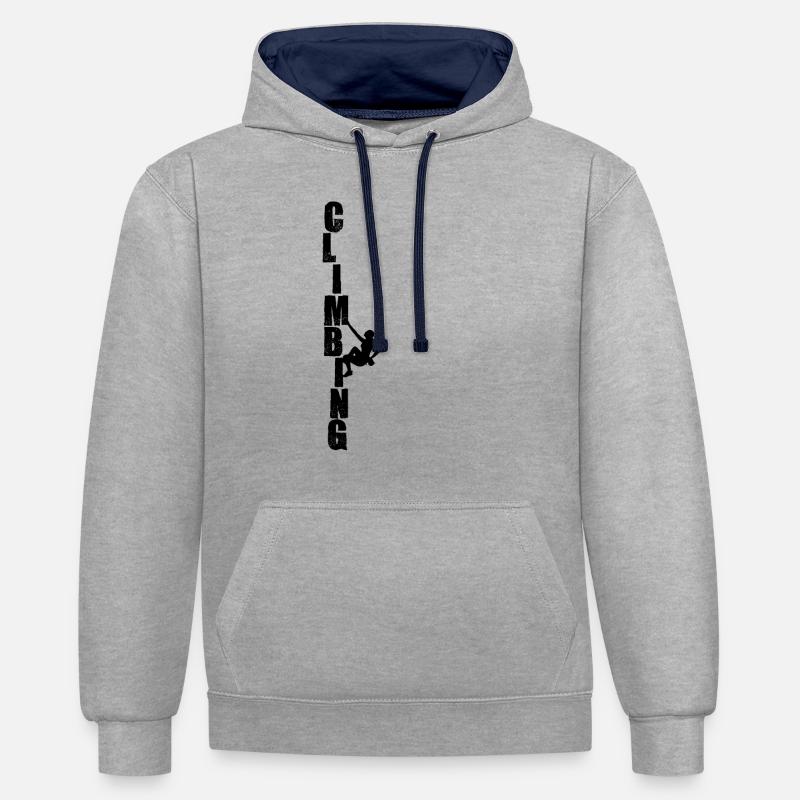 montée - Sweat à capuche contrasté - gris chiné/bleu marine