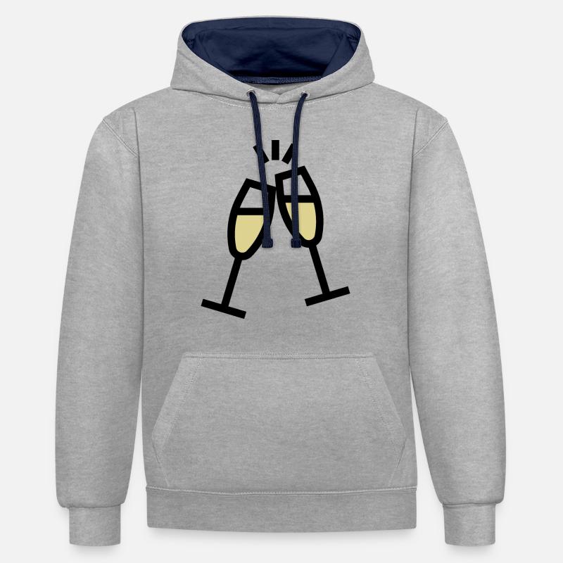 Griller avec des coupes de - Sweat à capuche contrasté - gris chiné/bleu marine