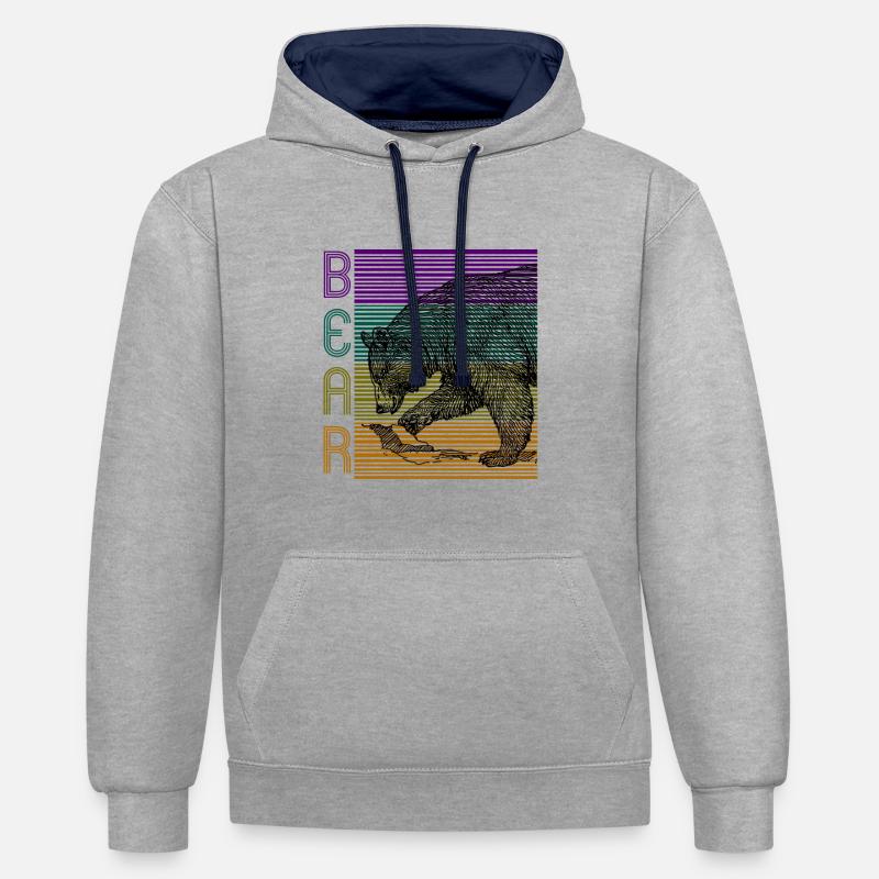 porter - Sweat à capuche contrasté - gris chiné/bleu marine