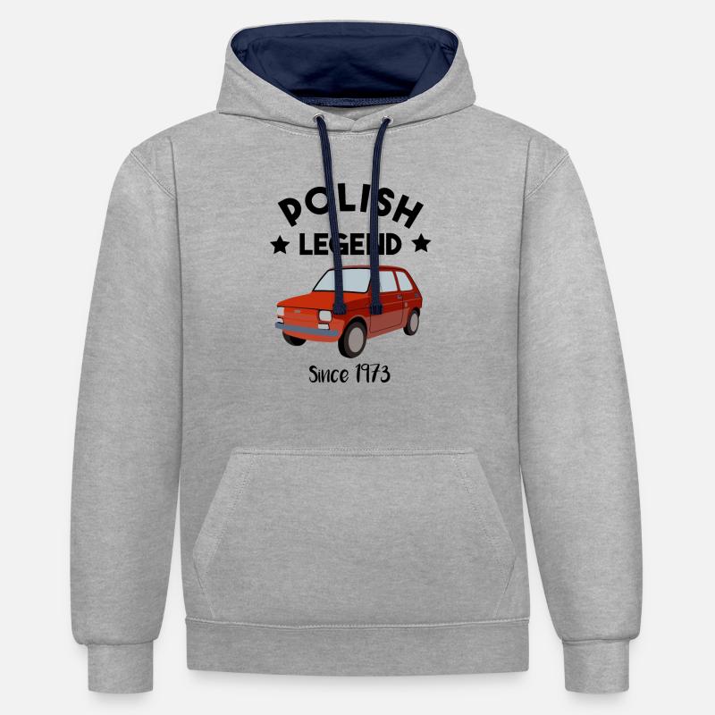 Polish Legend - Maluch - 126p - oldtimer - Kontrast-Hoodie - Grau meliert/Navy