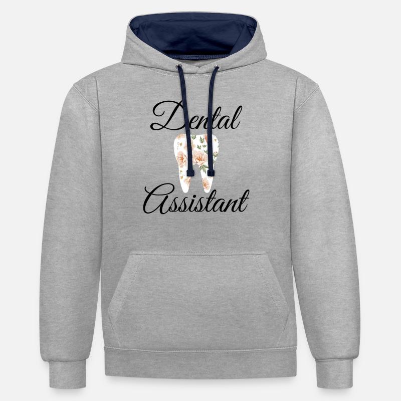 Assistant dentaire - Sweat à capuche contrasté - gris chiné/bleu marine