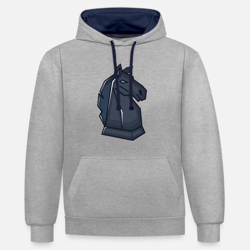 Chess pièce d'échecs Springer - Sweat à capuche contrasté - gris chiné/bleu marine