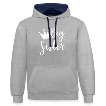 Big sister - Contrast hoodie - heather grey/navy - Front - Liana (172cm) & Jaron (178cm)