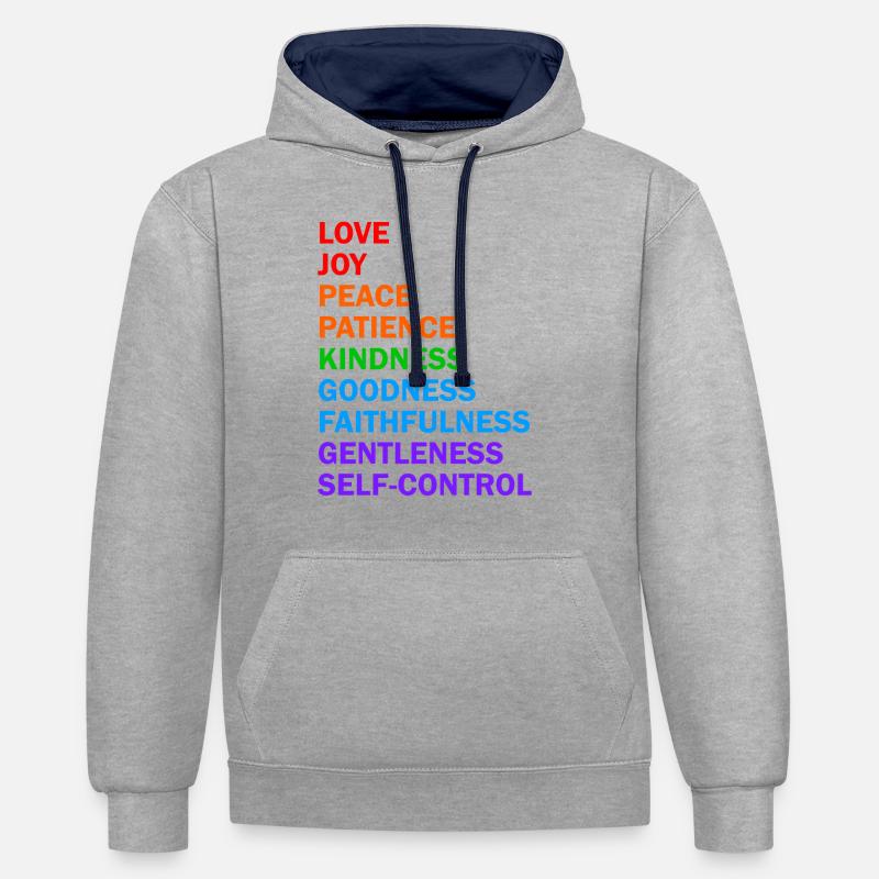 Fruits de l'Esprit - Chemise chrétienne - Sweat à capuche contrasté - gris chiné/bleu marine
