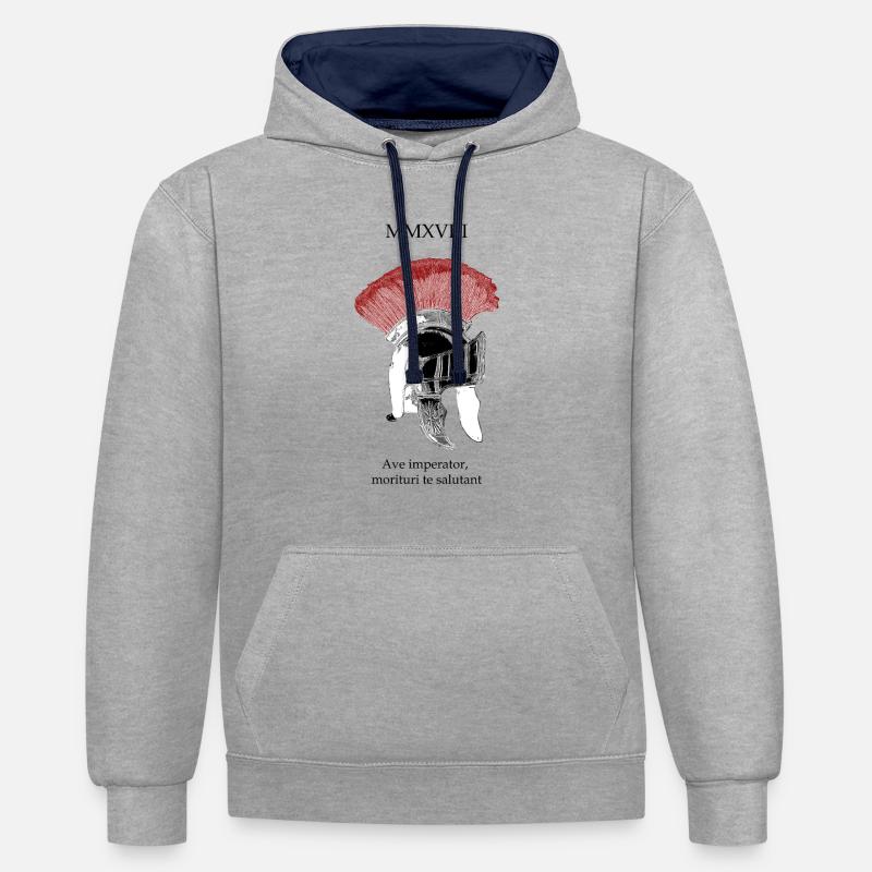 Roemerhelm Crista - Sweat à capuche contrasté - gris chiné/bleu marine
