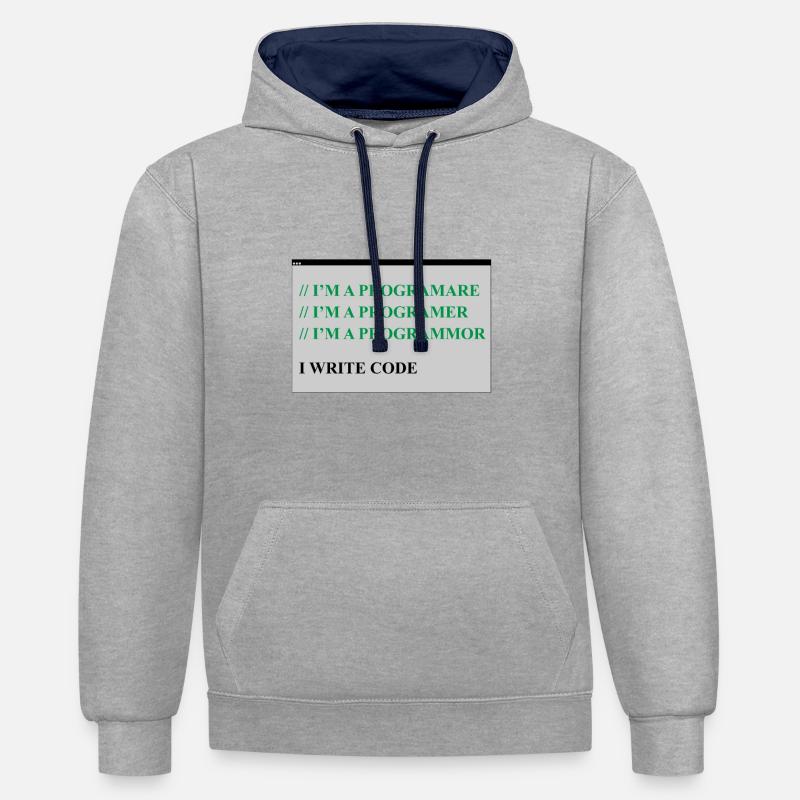 ordinateur - Sweat à capuche contrasté - gris chiné/bleu marine