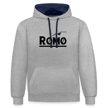 Röm Logo - Kontrast-Hoodie - Grau meliert/Navy - Vorne - Liana (172cm) & Jaron (178cm)
