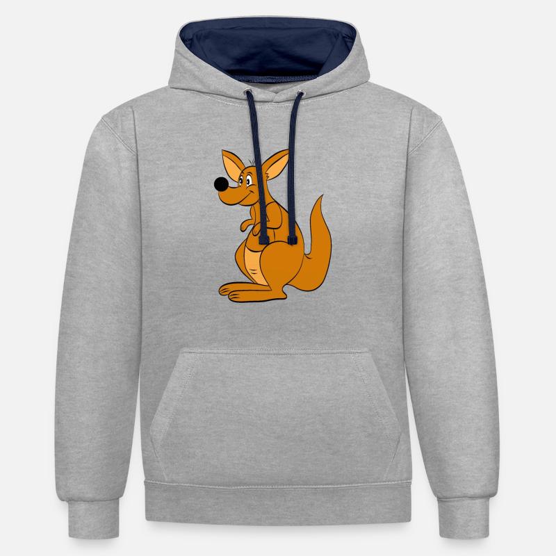 Kangourou Kangourou - Sweat à capuche contrasté - gris chiné/bleu marine