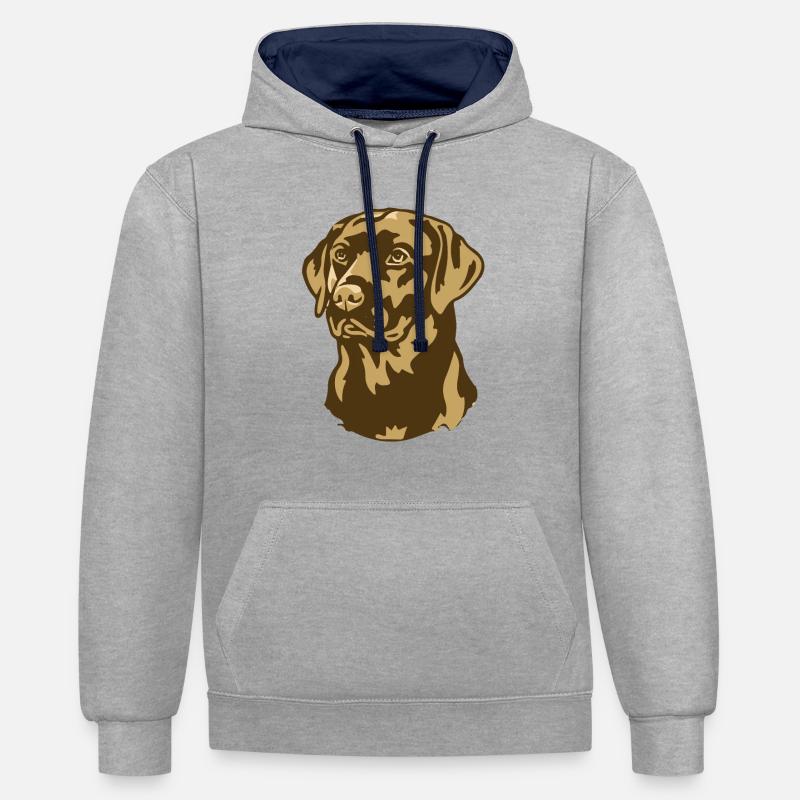 Evolution des Golden Retrievers - Sweat à capuche contrasté - gris chiné/bleu marine