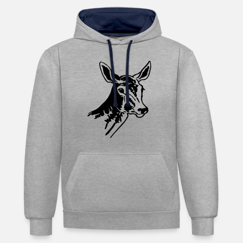 Biche - Sweat à capuche contrasté - gris chiné/bleu marine