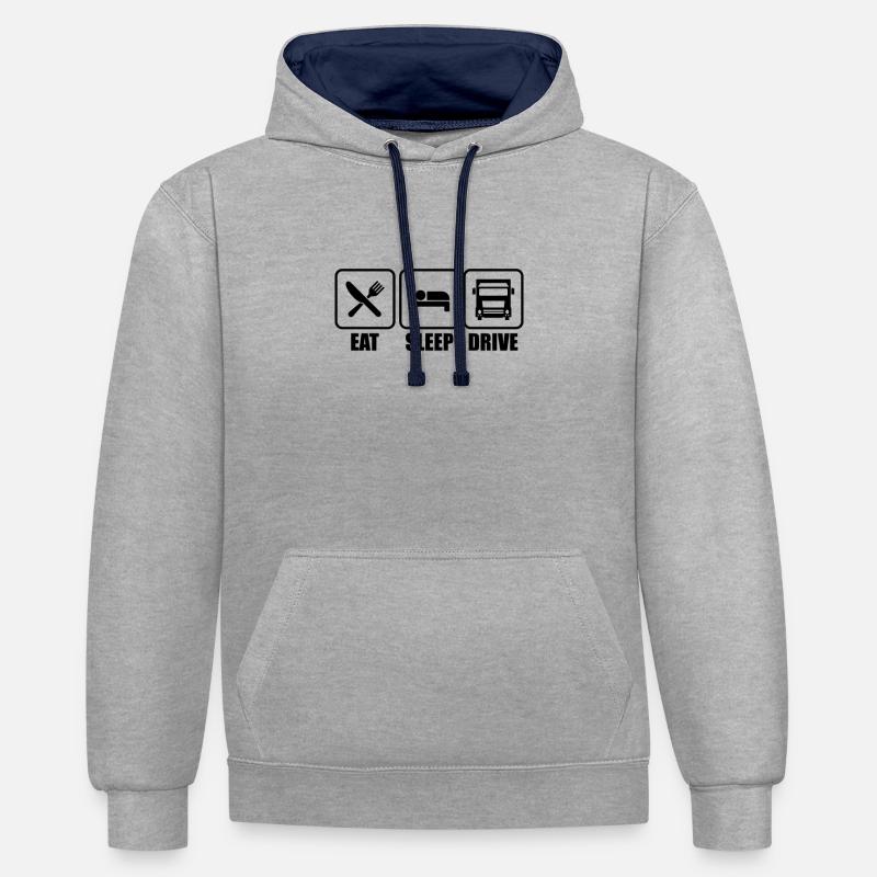 Chauffeur / chauffeuse de camion - Sweat à capuche contrasté - gris chiné/bleu marine
